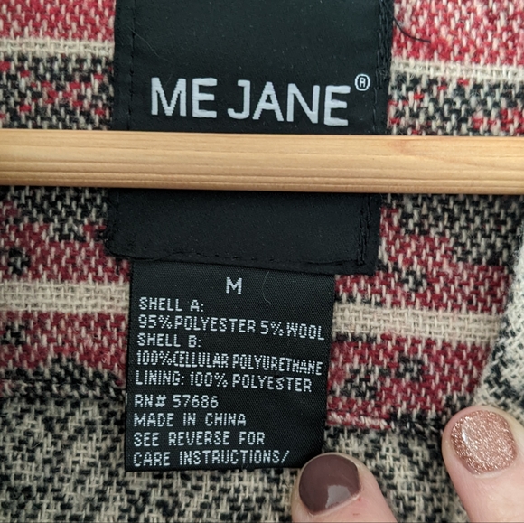 {Me Jane} Fabric and Faux Leather Jacket - Picture 8 of 9